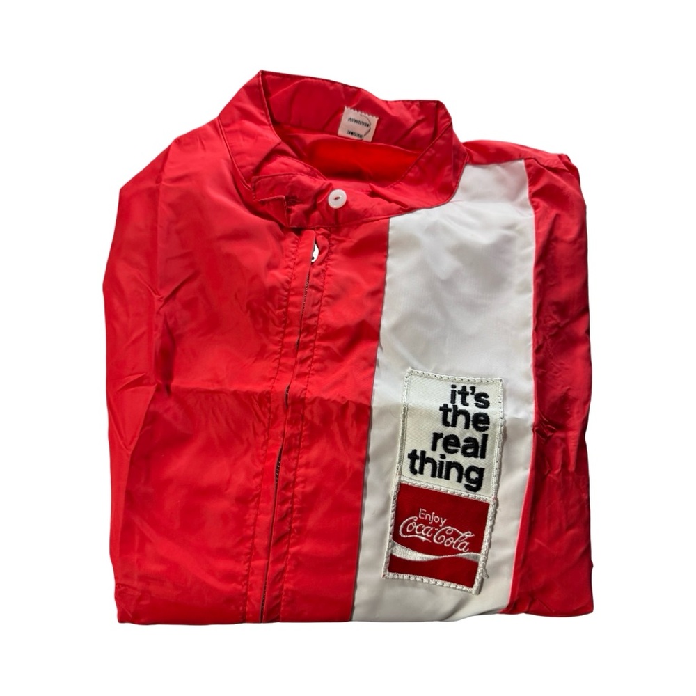 Vintage Coca-Cola “It’s The Real Thing” 1970s Red Nylon‎ Zip Jacket XL